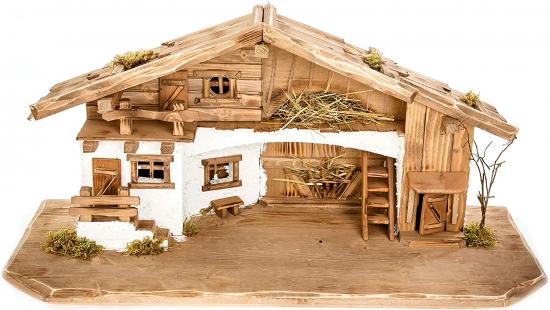 Preview: Weihnachtskrippe (W11) Krippenstall groß + Figuren